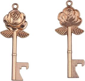 img 1 attached to 52-Piece Rose Flower Key Bottle Opener Set: Wedding Favors with Escort Tag Card and Keychain (Rose Gold) for Rustic Weddings