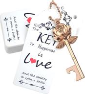 52-piece rose flower key bottle opener set: wedding favors with escort tag card and keychain (rose gold) for rustic weddings логотип