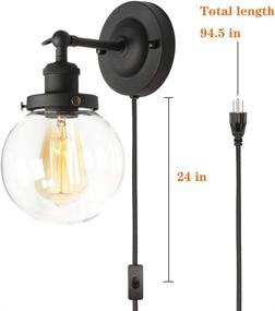 img 1 attached to 🔌 UL Plug-in Wall Sconce: Premium Edison Wall Lamp with Enhanced Matte Black Finish for Easy Installation – Plug-in or Hardwire 2-in-1!