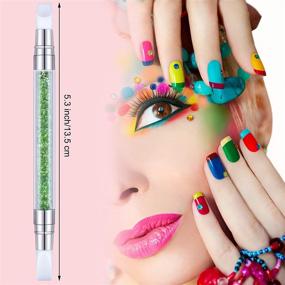 img 3 attached to 💅 10-Piece Nail Art Acrylic Pen Set: Dual Tipped Silicone Rhinestone Nail Polish Carving Pen with Acrylic Handle - Manicure DIY Brush Dotting Tools for Home Salon