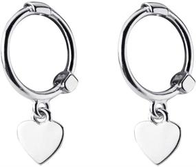 img 4 attached to S925 Sterling Silver Tiny Love Heart Dangle Small Hoop Earrings - Delicate Sleeper Cartilage Hoops for Women & Teen Girls - Cute and Stylish Huggie Hoop Jewelry Gifts