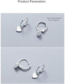 img 3 attached to S925 Sterling Silver Tiny Love Heart Dangle Small Hoop Earrings - Delicate Sleeper Cartilage Hoops for Women & Teen Girls - Cute and Stylish Huggie Hoop Jewelry Gifts