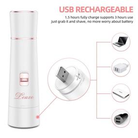 img 3 attached to 🪒 Leuxe USB Rechargeable Waterproof Women's Electric Facial Hair Remover Shaver for Peach Fuzz on Chin, Cheek, and Upper Lip (White)