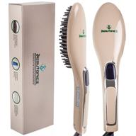 beautonics advanced hair straightening brush - 2017 edition - safest anti-scald, anti-static protection - most efficient and quick heating, styling - ionic - ceramic - detangling brush straightener– gold logo
