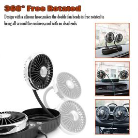 img 3 attached to 🚗 Dual Head Electric Car Fan for Vehicle Dashboard Mounting - 3 Speed and 360° Rotation - Powerful Cooling Air Fan for Sedan SUV Auto Vehicles - Portable Personal Fan for Home, Office, and Travel