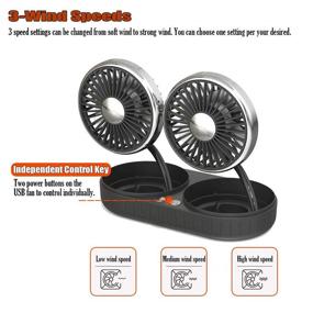 img 2 attached to 🚗 Dual Head Electric Car Fan for Vehicle Dashboard Mounting - 3 Speed and 360° Rotation - Powerful Cooling Air Fan for Sedan SUV Auto Vehicles - Portable Personal Fan for Home, Office, and Travel