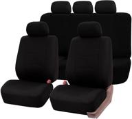 black rear split flat cloth seat cover: multifunctional airbag compatible full set by fh group logo