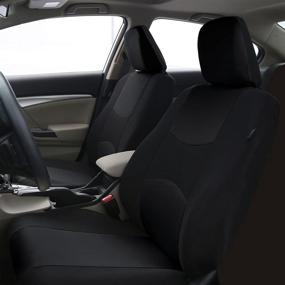 img 3 attached to Black Rear Split Flat Cloth Seat Cover: Multifunctional Airbag Compatible Full Set by FH Group