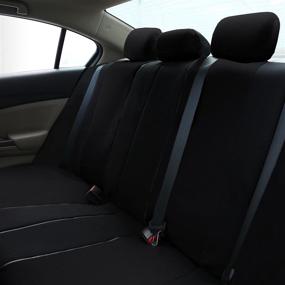 img 2 attached to Black Rear Split Flat Cloth Seat Cover: Multifunctional Airbag Compatible Full Set by FH Group