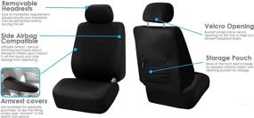 img 1 attached to Black Rear Split Flat Cloth Seat Cover: Multifunctional Airbag Compatible Full Set by FH Group