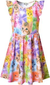 img 4 attached to 🦄 Unicorn Mermaid Flutter Sleeve Dresses for Girls, Perfect for Summer Parties, Beach, and Hawaiian Getaways
