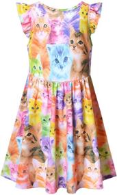 img 3 attached to 🦄 Unicorn Mermaid Flutter Sleeve Dresses for Girls, Perfect for Summer Parties, Beach, and Hawaiian Getaways