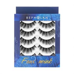 img 3 attached to 💁 BEPHOLAN XMZ116: 5 Pairs Cat-Eye False Eyelashes - Synthetic Fiber Material, Handmade, Easy Application for Natural Flare Look - 3D Faux Mink Lashes