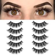 💁 bepholan xmz116: 5 pairs cat-eye false eyelashes - synthetic fiber material, handmade, easy application for natural flare look - 3d faux mink lashes logo