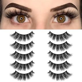 img 4 attached to 💁 BEPHOLAN XMZ116: 5 Pairs Cat-Eye False Eyelashes - Synthetic Fiber Material, Handmade, Easy Application for Natural Flare Look - 3D Faux Mink Lashes