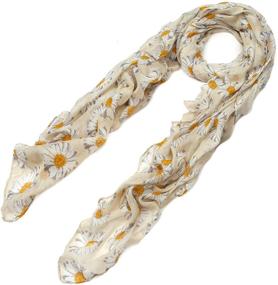 img 2 attached to Women's Premium Daisy Floral Fashion Scarf: Accessorize with Stylish Scarves & Wraps