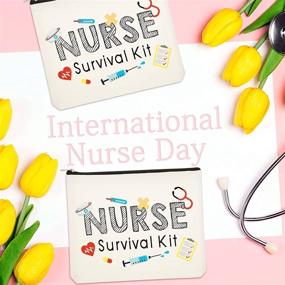 img 2 attached to 👩 8-Piece Nurse Survival Kit Makeup Bags Set – Best Nurse Ever Cosmetic Bag Bundle – Nurse Practitioner Gifts Toiletry Bag Combo – Funny Travel Bag for Nurses – School Supplies & Nursing Student Gifts (Nurse Survival Kit)