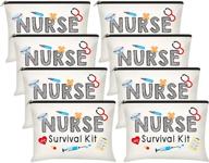 👩 8-piece nurse survival kit makeup bags set – best nurse ever cosmetic bag bundle – nurse practitioner gifts toiletry bag combo – funny travel bag for nurses – school supplies & nursing student gifts (nurse survival kit) logo