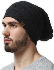 img 4 attached to 🧣 Cozy Oversized Slouchy Winter Beanie Knit Hats for Men & Women - Warm & Soft Long Slouch Beanie Cap - Stylish Cold Weather Toboggan Caps