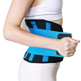 img 2 attached to 🔵 RiptGear Back Brace - Effective Lower Back and Hip Pain Relief Support for Men and Women - Lumbar Support for Severe Back Pain, Herniated Disc, and Sciatica - (Blue, Large)