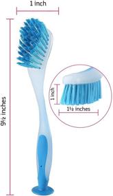 img 3 attached to 🧽 Spogears Dish Brush with Suction Cup: 6 Kitchen Scrub Brushes Set, Long Handle, Soft Bristles