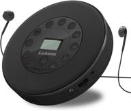 🎧 portable cd player with bluetooth - lukasa rechargeable compact music disc player for home/travel - stereo speaker & lcd display - supports cd, usb, aux input - 2000mah (black) logo