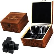 🥃 premium whiskey stones gift set of 8: deluxe crystal glasses, polished granite rocks, wooden box - keep drinks cold & pure! logo