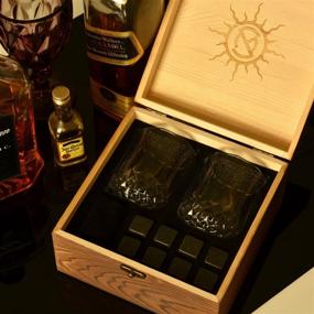 img 1 attached to 🥃 Premium Whiskey Stones Gift Set of 8: Deluxe Crystal Glasses, Polished Granite Rocks, Wooden Box - Keep Drinks Cold & Pure!