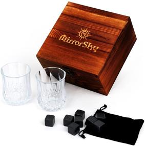 img 2 attached to 🥃 Premium Whiskey Stones Gift Set of 8: Deluxe Crystal Glasses, Polished Granite Rocks, Wooden Box - Keep Drinks Cold & Pure!