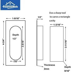 img 2 attached to HOMOTEK черный насадочный выдвижной ручка 2 шт. - Прямоугольные врезные ручки для раздвижных дверей шкафа - Ручки для объездных дверей, небольшой размер 4-3/4 дюйма х 1-9/16 дюйма - Комплект ручек из нержавеющей стали для раздвижных дверей, дизайн без острых краев.