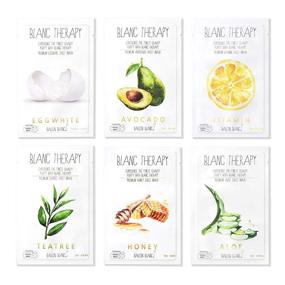 img 4 attached to 🌿 Revitalize and Rejuvenate with BALLONBLANC Relaxing Self Care Face Facial Mask Sheet Set - Infused with Aloe, Tea Tree, Avocado, Vitamin, Honey & Egg White - Skin Nutritional Face Masks for Women by Ballon Blanc Korean Skin Care