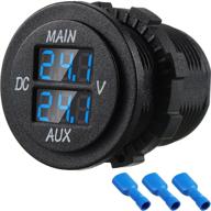 ⚡ blue led digital double voltmeter: round panel voltage monitor for car pickup rv truck with dual battery pack logo