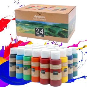 img 4 attached to 🎨 Artecho 24-Color Acrylic Paint Set: Premium 2oz Primary Acrylic Paint for Outdoor Decoration, Art Painting, Wood, Fabric, Shoe, Rock Crafts & Canvas Supplies