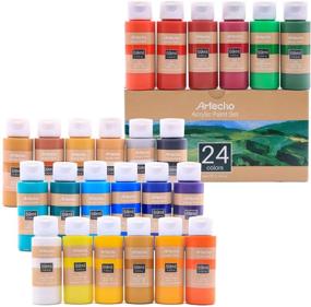 img 3 attached to 🎨 Artecho 24-Color Acrylic Paint Set: Premium 2oz Primary Acrylic Paint for Outdoor Decoration, Art Painting, Wood, Fabric, Shoe, Rock Crafts & Canvas Supplies