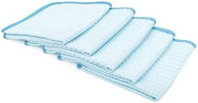 img 4 attached to 🧡 The Rag Company - Dry Me A River - Professional Korean Microfiber Drying & Detailing Towels - 5-Pack, 16x16in, 390gsm, Light Blue, Soft Suede Edges