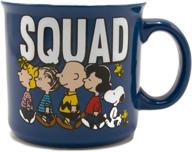 ☕️ silver buffalo snoopy and peanuts squad ceramic camper mug, 20-ounce, blue - enjoy your favorite beverages in style!" logo