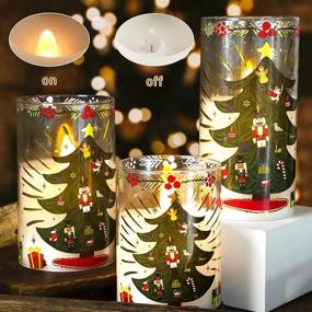 img 2 attached to 🎄 Enhance Your Holiday Decor with SILVERSTRO Set of 3 Christmas Battery Candles – Convenient Remote Control, Vibrant Color Christmas Tree Decal, and Realistic Flickering LED Candles!