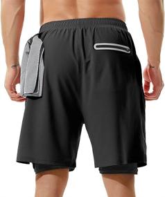 img 2 attached to TENJOY Men's 2 in 1 Workout Shorts: Quick Dry Gym Athletic Running Shorts with Zipper Phone Pocket - 7-inch Length