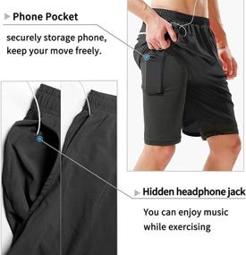 img 1 attached to TENJOY Men's 2 in 1 Workout Shorts: Quick Dry Gym Athletic Running Shorts with Zipper Phone Pocket - 7-inch Length