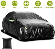 waterproof and all-weather protection car cover for sedans/hatchbacks, black - heavy duty outdoor cover with reflective strips logo