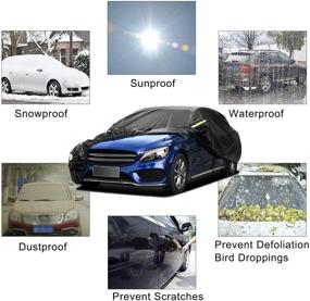 img 3 attached to Waterproof and All-Weather Protection Car Cover for Sedans/Hatchbacks, Black - Heavy Duty Outdoor Cover with Reflective Strips