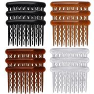 💇 french hair side combs pack - 12 pieces of plastic twist hair combs with 17 teeth, hair clip accessories for women and girls in 4 colors logo