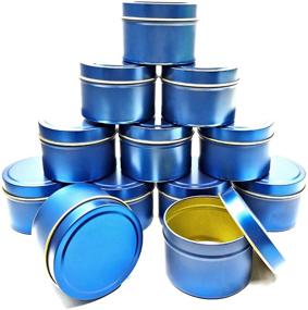 img 4 attached to 🕯️ 12-Pack 8oz Deep Blue Candle Tins - Round Metal Tin Jars for DIY Candle Making and Candle Containers