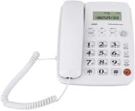 📞 corded desk phone, landline telephone for home/hotel with caller id/time attendance - battery-free design (white) logo