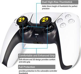 img 3 attached to 🎮 Enhance Your Gaming Experience with Playrealm FPS Thumbstick Extender &amp; 3D Texture Rubber Silicone Grip Cover 2 Sets for PS5 Dualsenese &amp; PS4 Controller (Radiation Black)