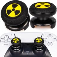 🎮 enhance your gaming experience with playrealm fps thumbstick extender &amp; 3d texture rubber silicone grip cover 2 sets for ps5 dualsenese &amp; ps4 controller (radiation black) логотип