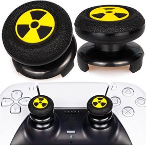 img 4 attached to 🎮 Enhance Your Gaming Experience with Playrealm FPS Thumbstick Extender &amp; 3D Texture Rubber Silicone Grip Cover 2 Sets for PS5 Dualsenese &amp; PS4 Controller (Radiation Black)
