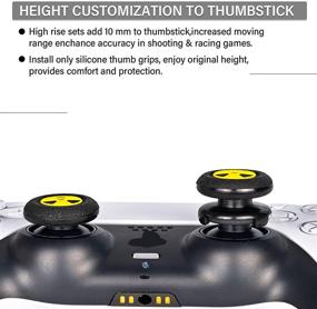 img 1 attached to 🎮 Enhance Your Gaming Experience with Playrealm FPS Thumbstick Extender &amp; 3D Texture Rubber Silicone Grip Cover 2 Sets for PS5 Dualsenese &amp; PS4 Controller (Radiation Black)