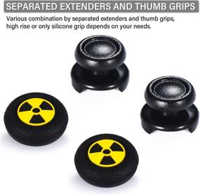 img 2 attached to 🎮 Enhance Your Gaming Experience with Playrealm FPS Thumbstick Extender &amp; 3D Texture Rubber Silicone Grip Cover 2 Sets for PS5 Dualsenese &amp; PS4 Controller (Radiation Black)