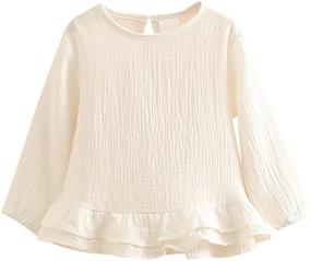 img 4 attached to 👚 Vibrant Ruffle Linen T Shirt for Little Girls: Perfect Princess Tops for a Colorful Childhood